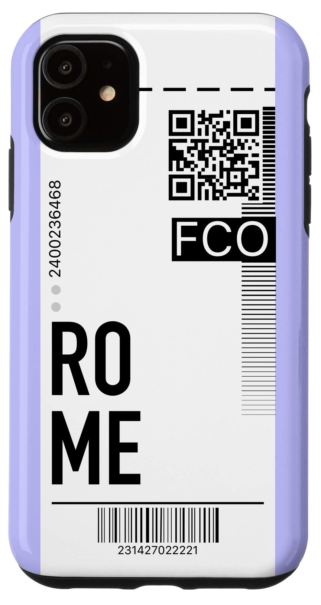 iPhone 11 Case - Rome Air Flight Ticket Design with Boarding Pass - Purple City Themed Phone Cover for Travel Enthusiasts | Perfect for Vacation, Airplane Trips & Travel Photography