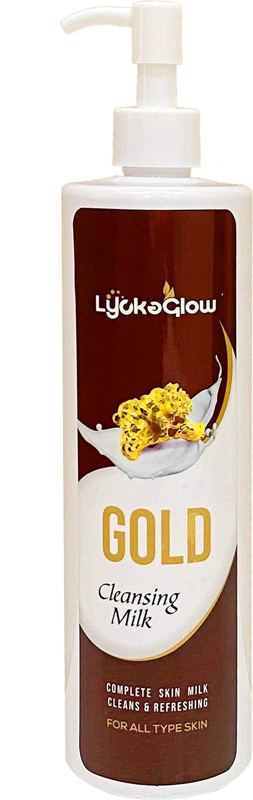 Lycka Glow Gold Refreshing Cleansing Milk - 16.9 fl oz Gentle Face Wash for Hydration & Radiance | Perfect for Daily Skincare Routine & Travel