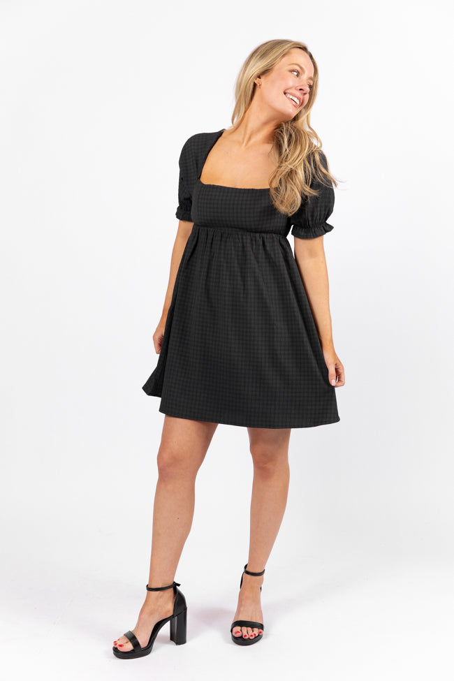 All My Days Black Square Neck Printed Mini Dress - Women's Floral Summer Party Dress for Casual Outings & Date Nights
