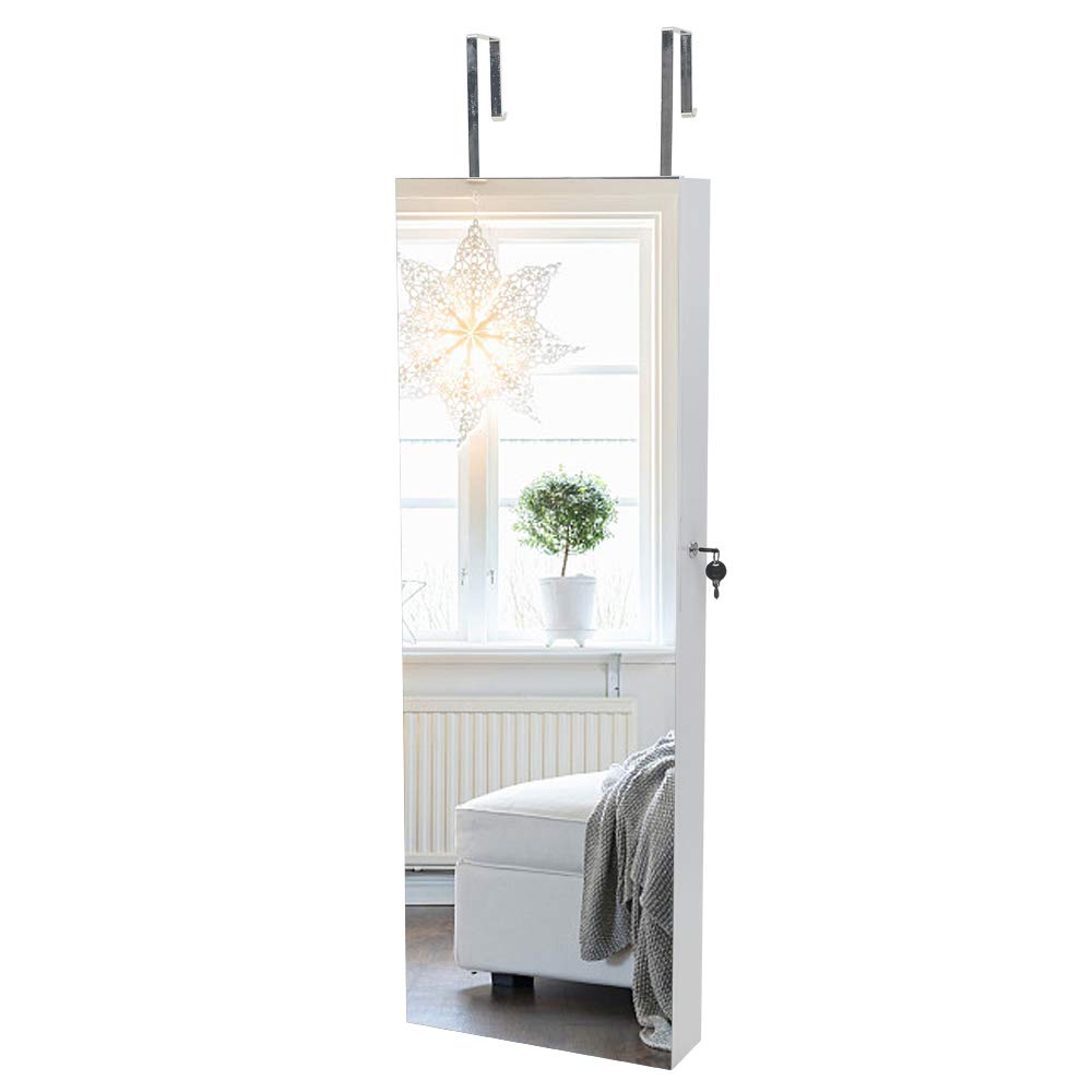 LED Jewelry Cabinet with Mirror - Lockable Wall Mounted Jewelry Armoire Organizer for Necklaces, Rings & Accessories | Perfect for Bedroom, Closet & Dressing Room Organization