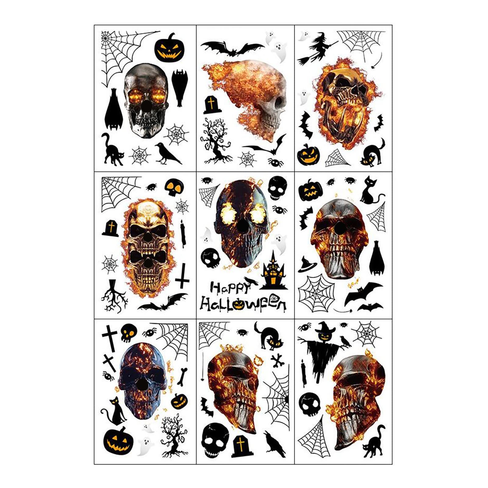 Halloween Window Decals - 9 Sets of Electrostatic Wall Stickers for Halloween Decorations, Waterproof PVC Self-Adhesive Ghost & Pumpkin Stickers (Multicolor, One Size) - Perfect for Home, Office & Party Decor