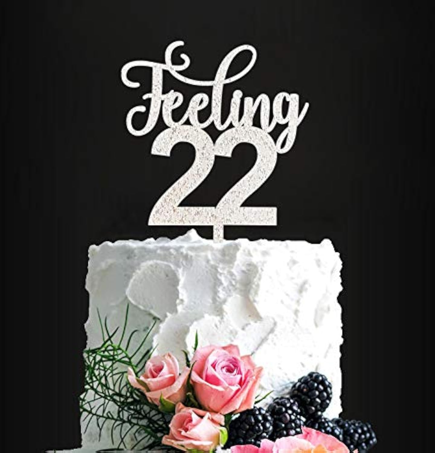 22nd Birthday Cake Topper - Silver Glitter Milestone Cake Decoration for 22 Years Old Celebration | Perfect for Birthday Parties, Anniversaries & Special Occasions