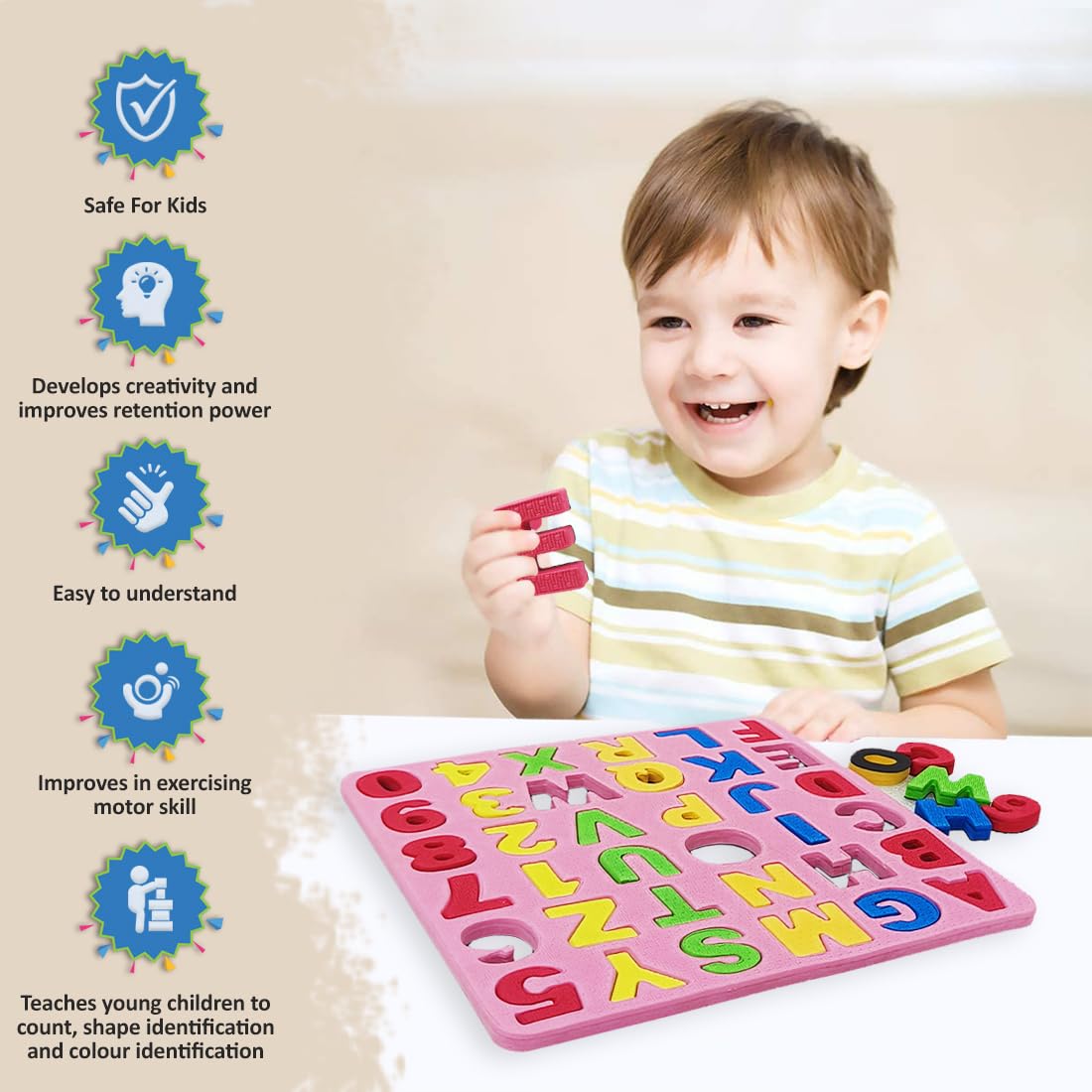 Magnetic Alphabet Puzzle Board - 26 Letters EVA Foam ABC Learning Mat for Kids | Educational Toy for Toddlers | Capital Letter Jigsaw Game | Baby Gift (Random Color) | Perfect for Preschool Learning & Playroom Activities