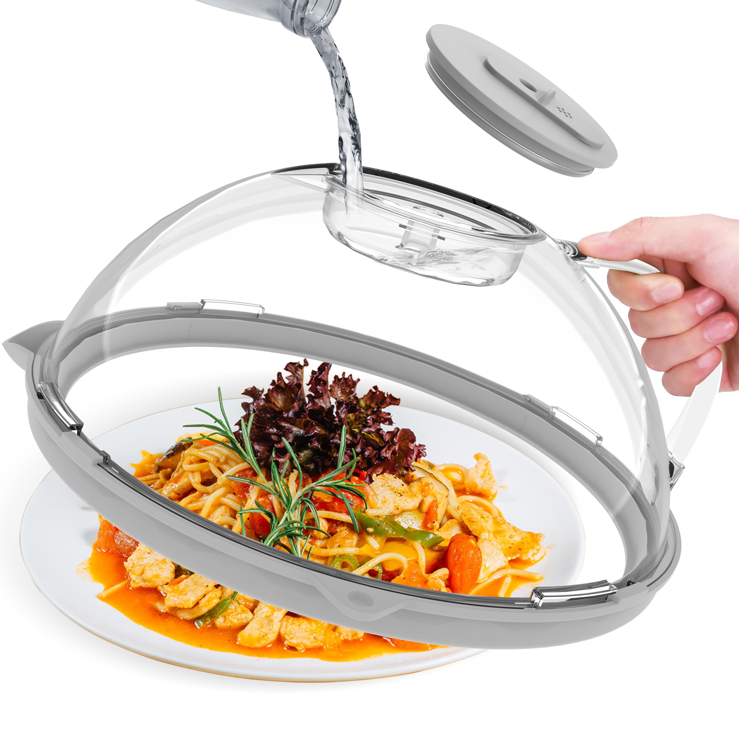 **Clear Adjustable Microwave Splatter Cover with Vented Lid & 10