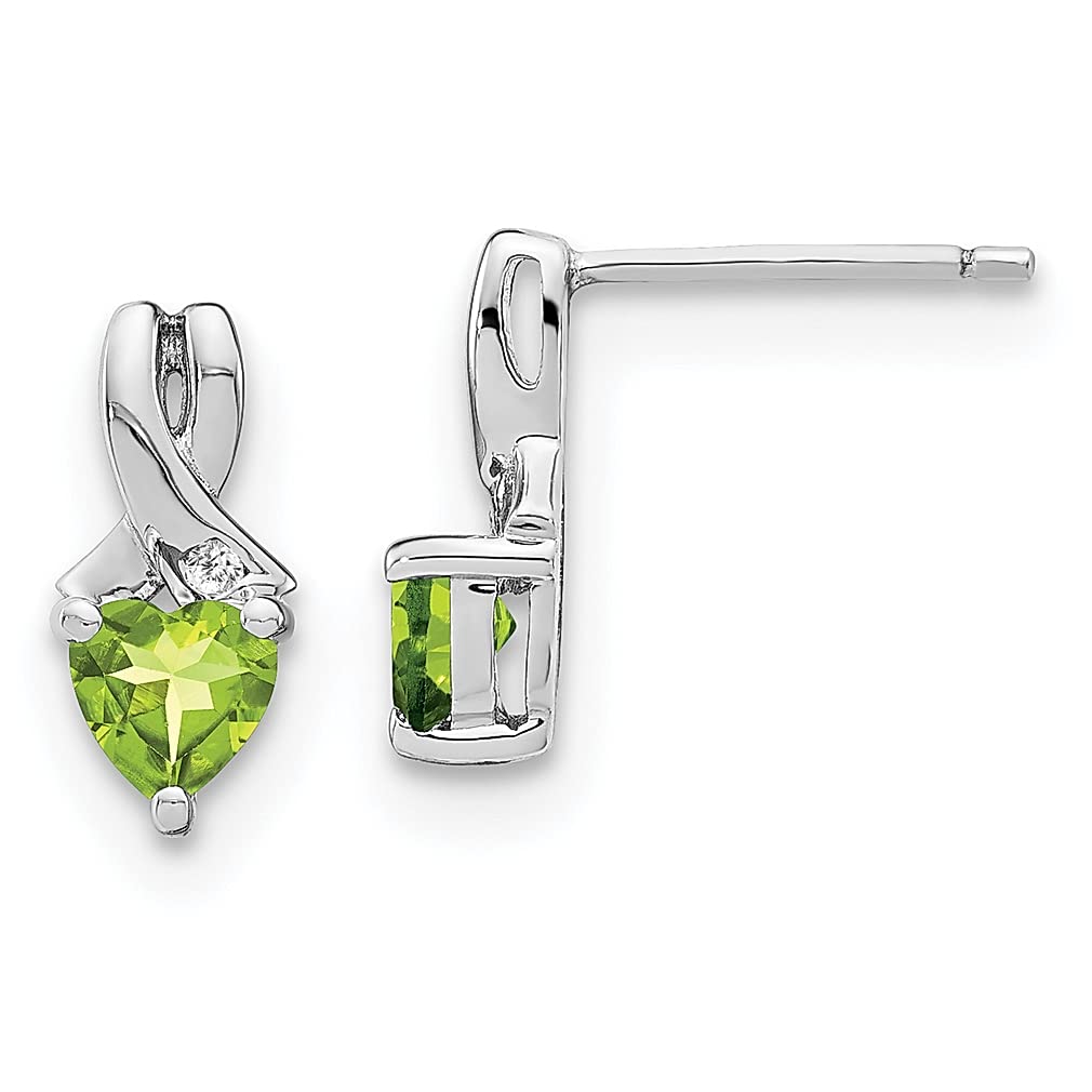 925 Sterling Silver Green Peridot & Diamond Stud Earrings | August Birthstone Jewelry for Women | Elegant Drop Dangle Earrings for Gifts, Parties & Special Occasions