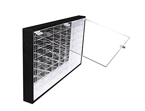 Hot Wheels 1/64 Scale Diecast Display Case - Wall Mount Storage Cabinet for 56 Cars (Black, 24.61 x 13.78 x 2.05 Inches) - Perfect for Collectors, Showroom Display & Home Decor