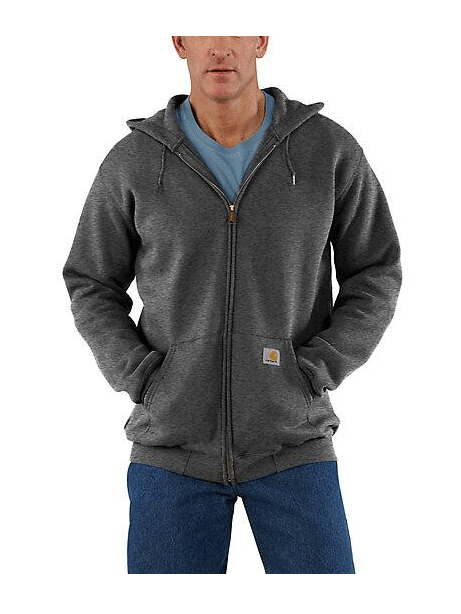 Carhartt K122 026 Men's Loose Fit Midweight Full Zip Hoodie Sweatshirt - Carbon Heather - Comfortable Workwear for Outdoor Activities & Casual Wear