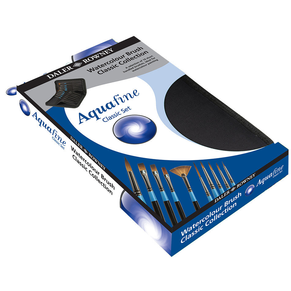 Daler Rowney Aquafine Watercolor Paint Brushes - Set of 10 Professional Artist Brushes with Classic Zip Case | Perfect for Watercolor Painting, Calligraphy & Art Projects