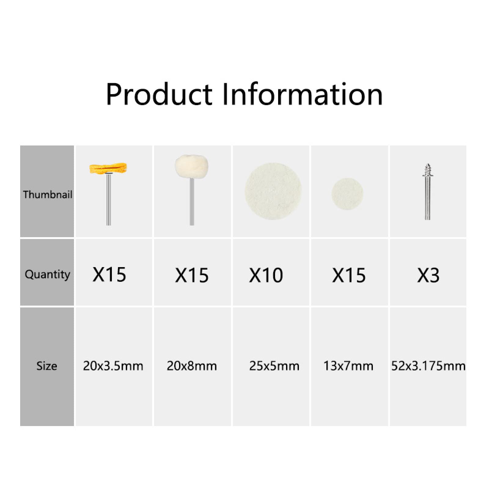 58-Piece Polishing Wheel Kit with 3.0/3.175mm Cotton Handle - Buffing Discs for Metal, Wood & Jewelry Polishing - Perfect for DIY, Automotive & Crafts Projects