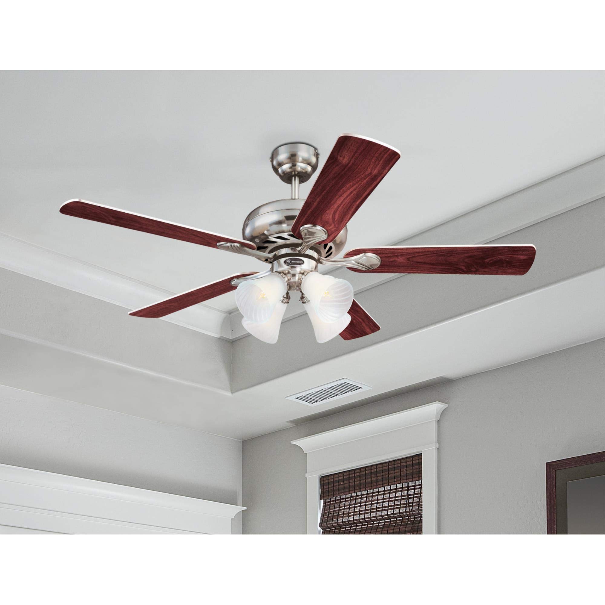 Westinghouse 7235900 52 Inch Brushed Nickel Indoor Ceiling Fan with LED Light - Quiet Energy Efficient Cooling for Living Room, Bedroom & Office
