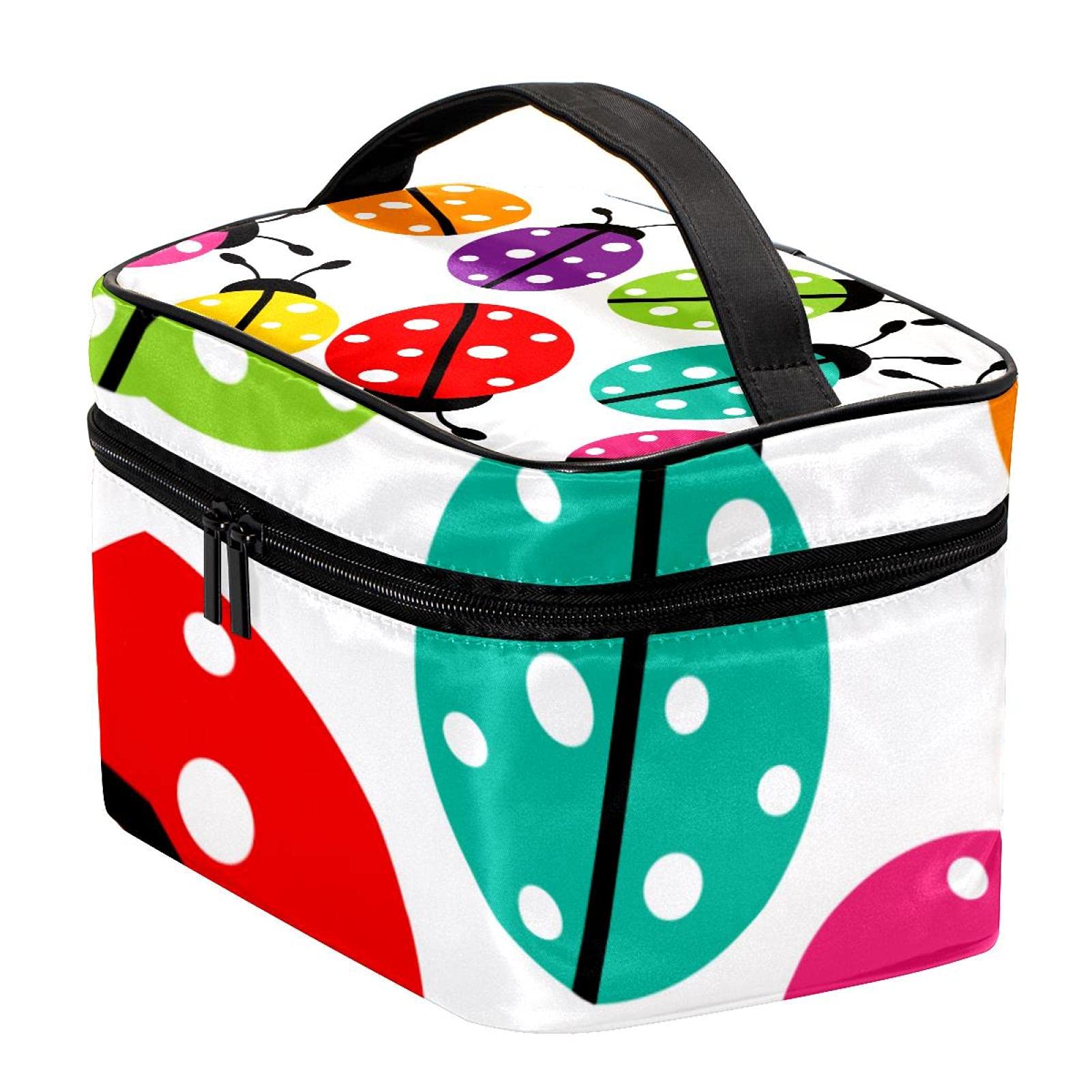 Colorful Cartoon Ladybirds Makeup Bag - Large Cosmetic Organizer for Women & Girls | Travel & Daily Use