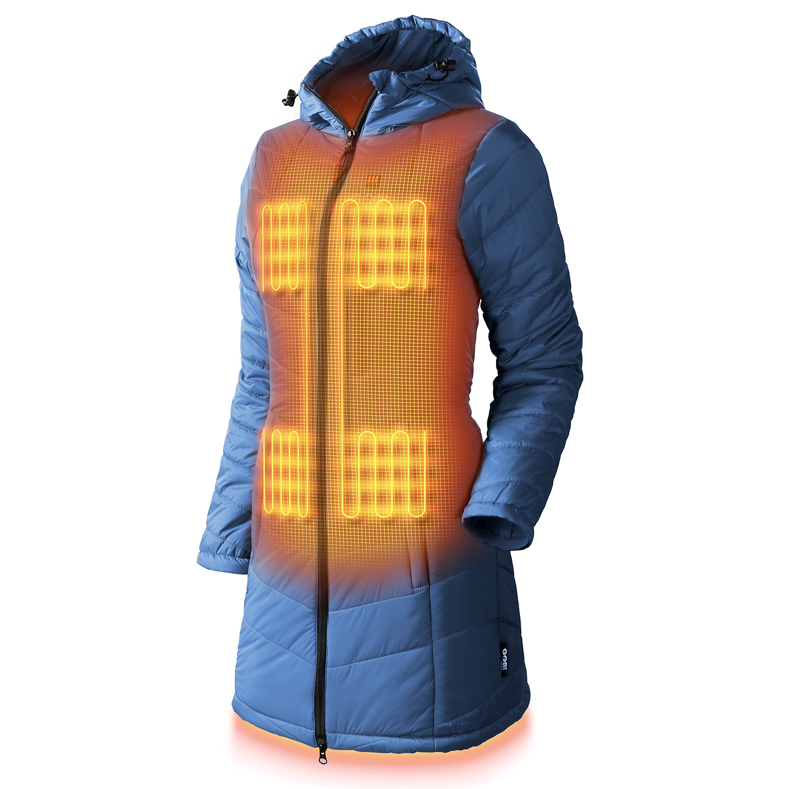 Victoria Women’s Long Puffer Heated Jacket with Battery & Charger - 9 Hours Heating, 5 Adjustable Heat Zones, Machine Washable Winter Coat for All Day Warmth (Size 2XL) - Perfect for Outdoor Activities, Skiing, Hiking and Cold Weather Commute