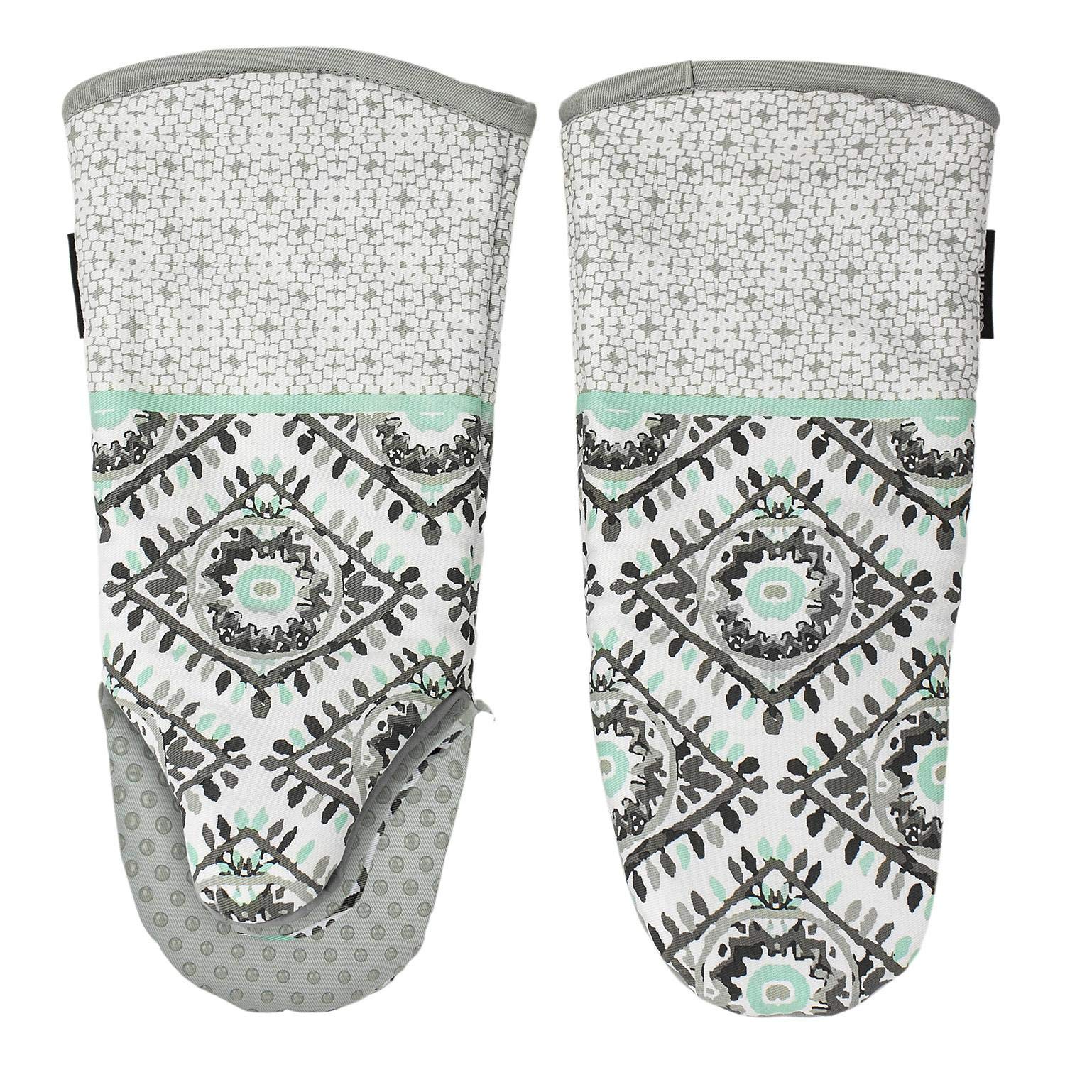 Cuisinart 4-Piece Oven Mitt Set with Mini Silicone Mitts - Heat Resistant Kitchen Gloves for Baking, Grilling & Cooking (Grey) - Perfect for Thanksgiving, BBQ & Holiday Meal Prep