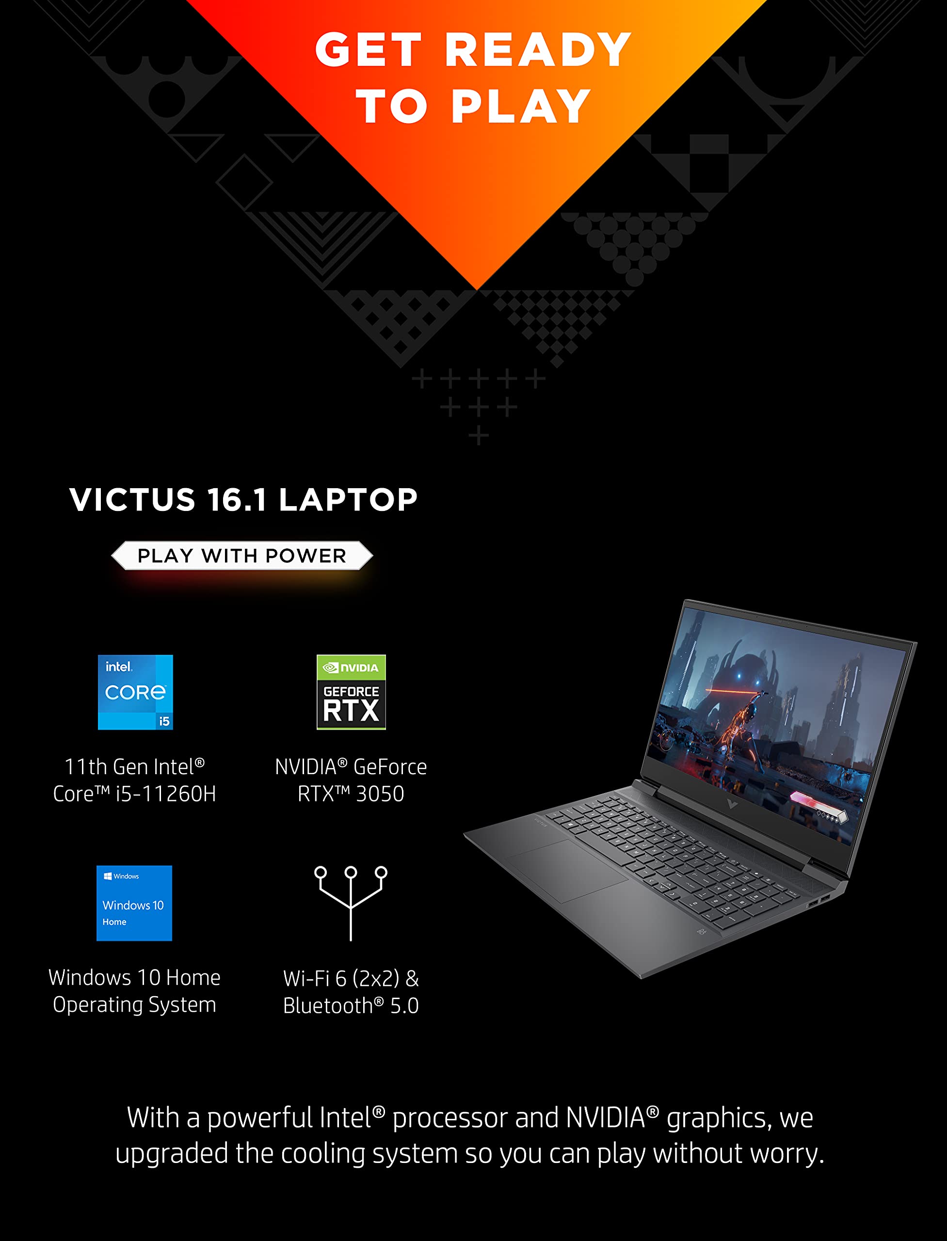 HP Victus 16 Gaming Laptop - RTX 3050, i5-11260H, 16.1