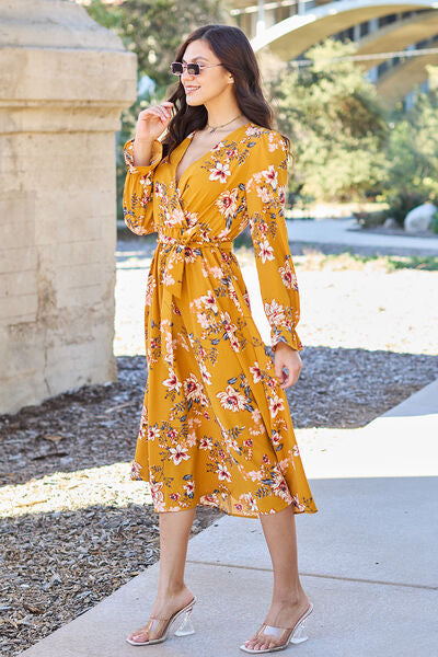 Classic Floral Resort Midi Dress - Women's Summer Beach Vacation Dress for Tropical Getaways & Pool Parties