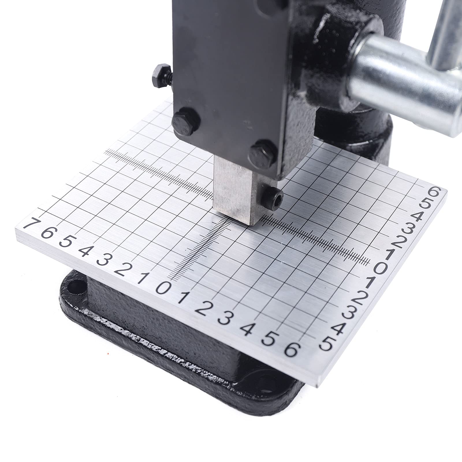 Professional Leather Imprinting Machine - Manual Hole Punch Press, DIY Leather Craft Tool for Cutting, Embossing & Stitching (Includes PP Plate + Aluminum Plate with Scale) - Perfect for Leatherworking, Bookbinding, DIY Crafts & Leather Repair Projects