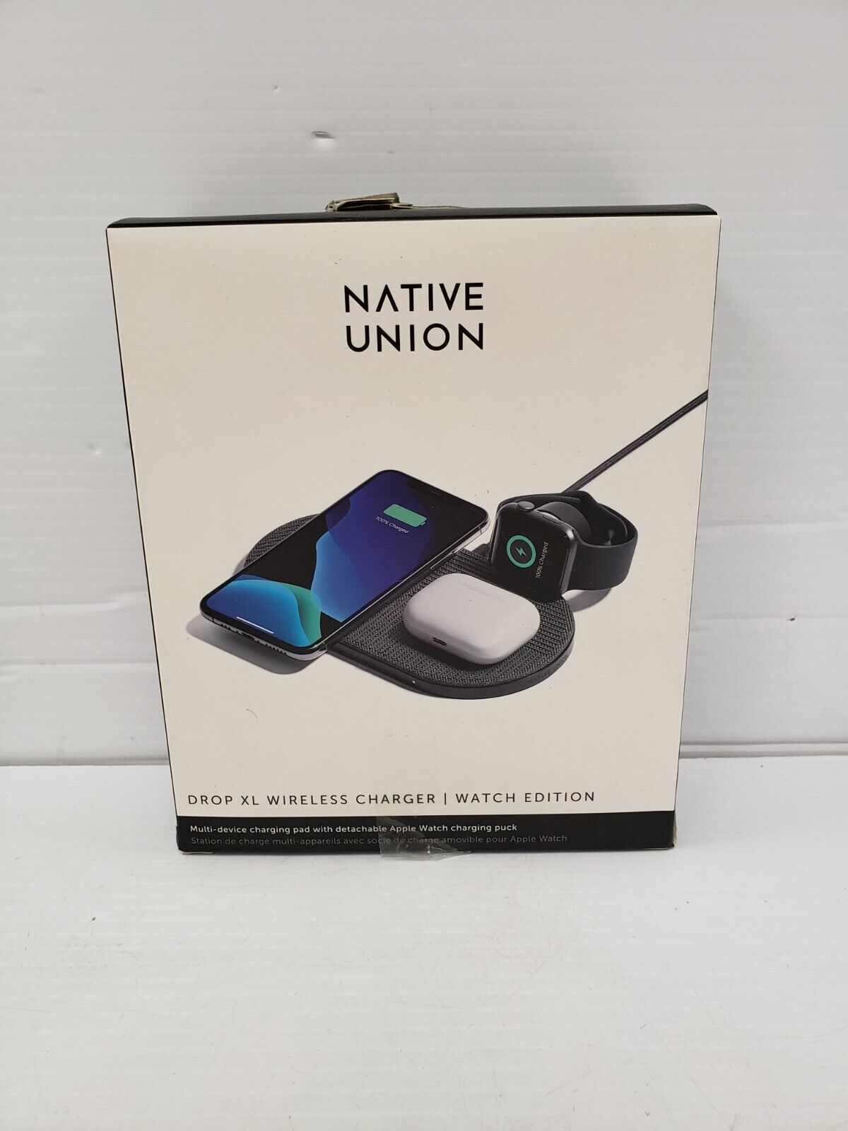 Native Union DROPXLW01 Fast Wireless Charger - Qi-Certified 15W Charging Pad for iPhone 14/13/12, Samsung Galaxy S23/S22 - Perfect for Home, Office & Nightstand Charging