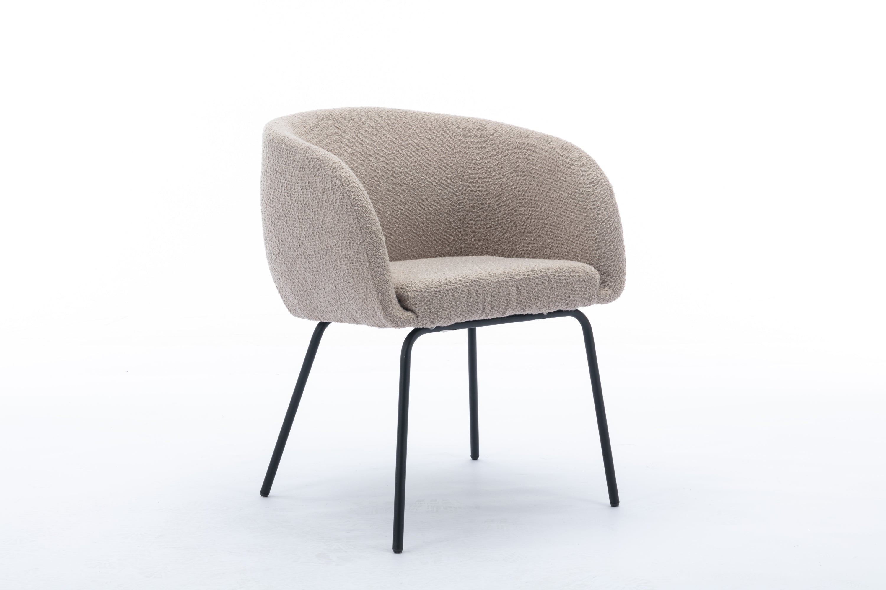 Boucle Fabric Dining Chair with Black Metal Legs - Set of 1 - Modern Upholstered Accent Chair for Kitchen, Dining Room, or Office