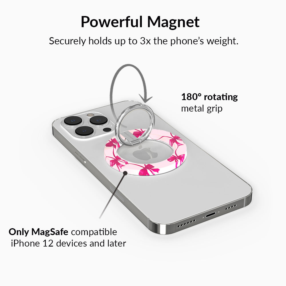 Ballerina Bows MagSafe Grip Ring - Secure Phone Holder for iPhone 13/14/15 Pro Max, Anti-Slip Finger Strap for Easy One-Handed Use - Perfect for Commuting, Shopping, and Taking Selfies