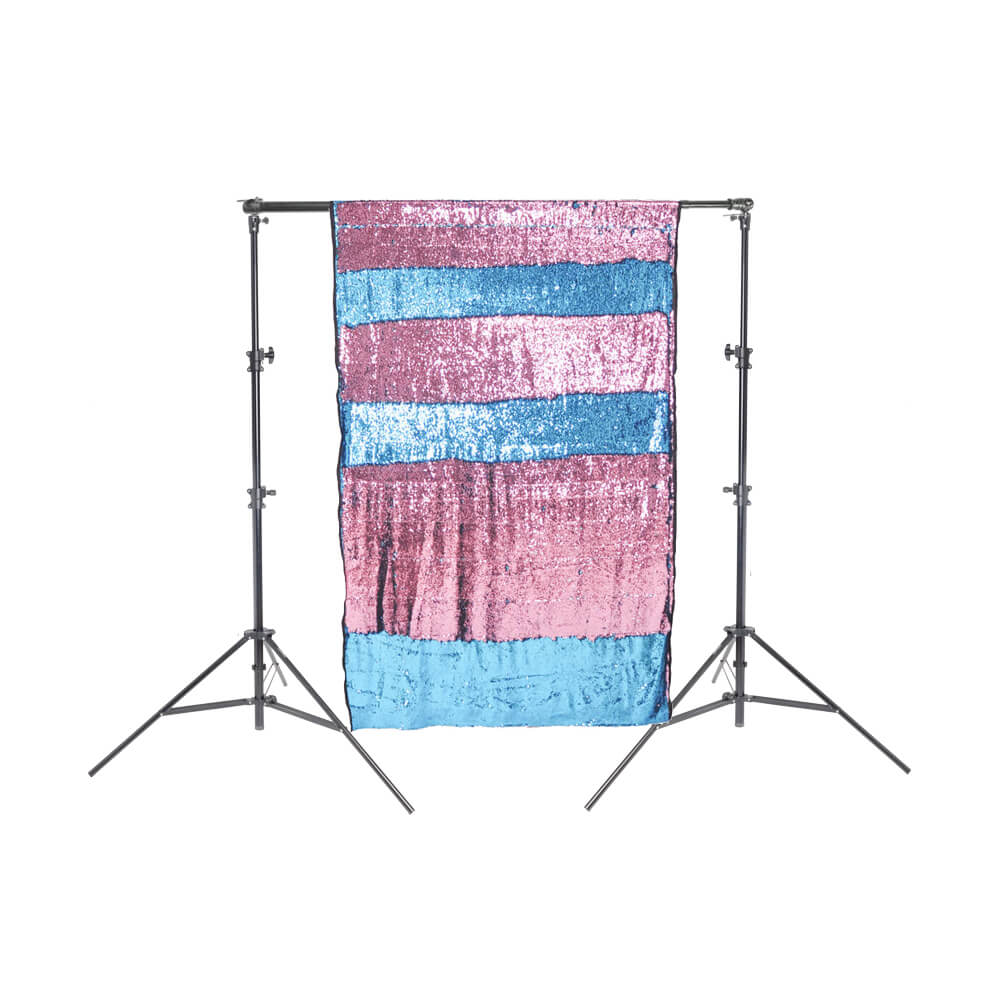 Pink and Light Blue Sequin Photo Backdrop with Stand - Sparkling Shimmer Wall for Birthday Parties, Baby Showers & Photo Booths - CLEARANCE SALE