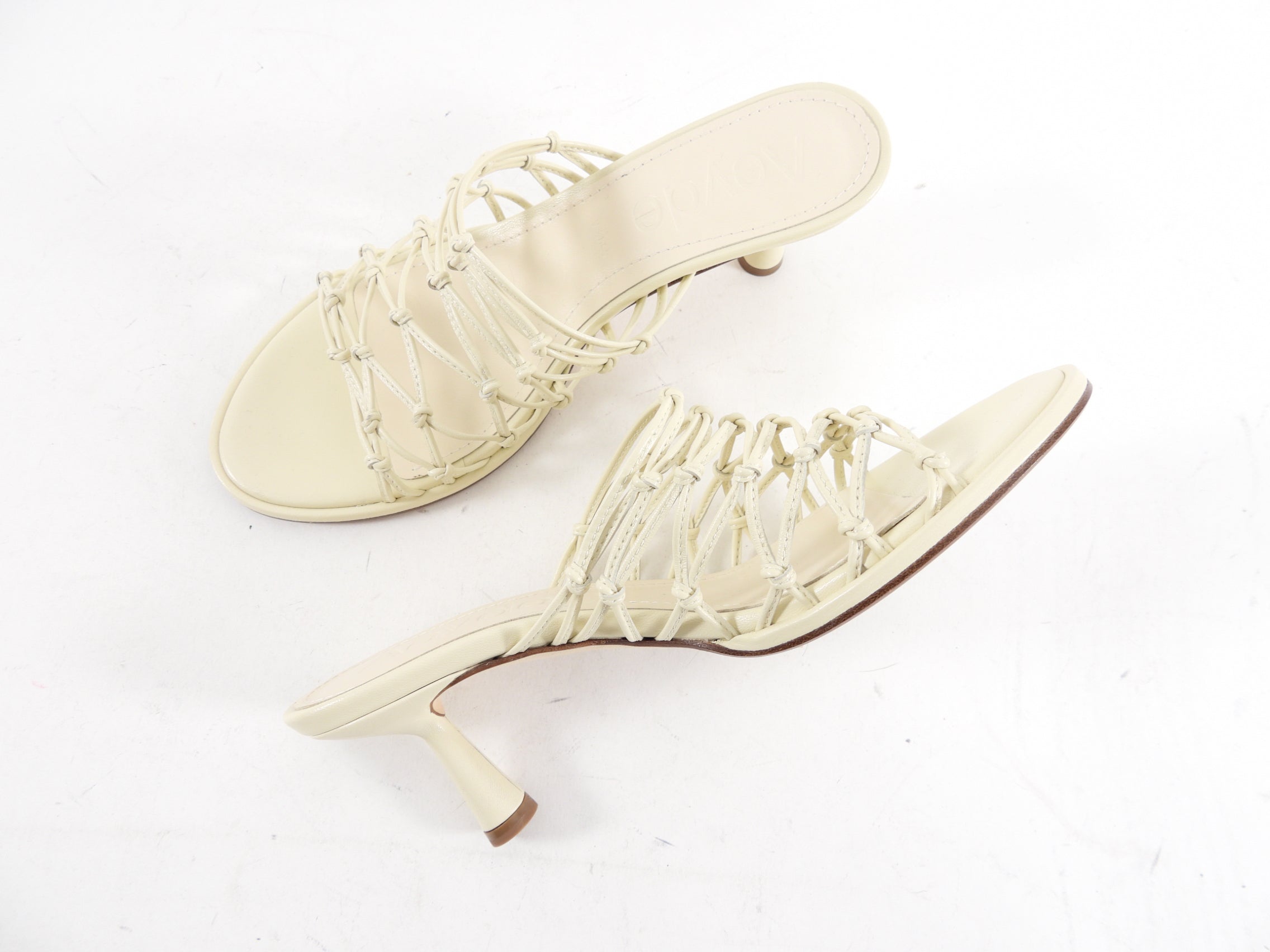 Aeyde Cream Knotted Leather Mule Sandals Women's Size 37 | Comfortable Summer Slide Sandals for Beach, Vacation & Casual Outings