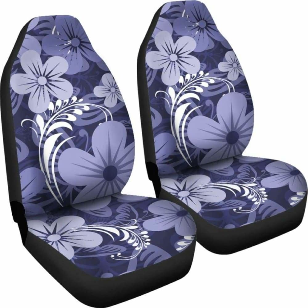 Blue & Purple Aloha Flowers Car Seat Covers - Premium Universal Fit for Cars, Trucks & SUVs - Protect Your Seats from Wear & Spills - Perfect for Beach Trips & Summer Road Travel