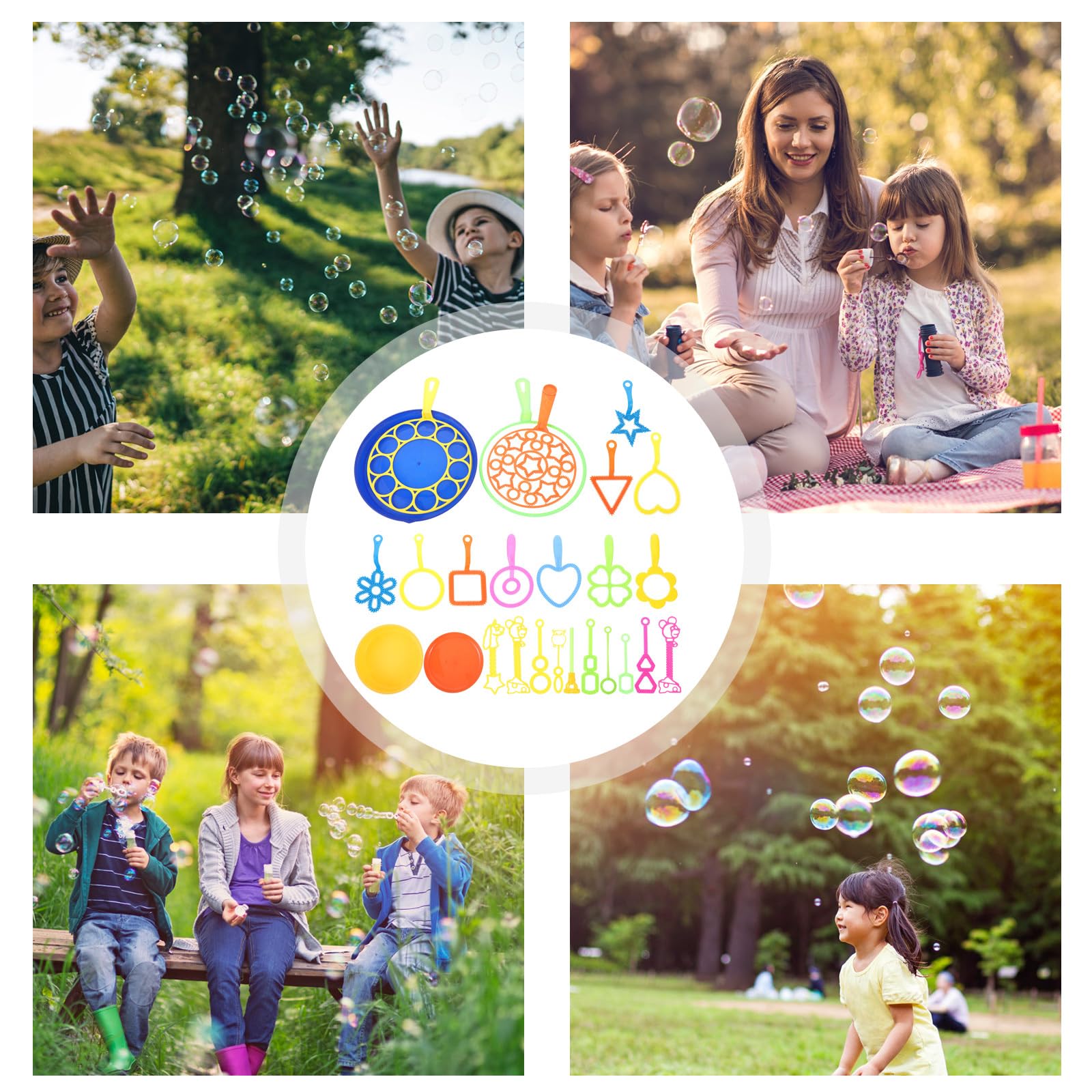 Kisangel 26pcs Giant Bubble Wands Set with Tray - Fun Bubble Makers for Kids, Summer Outdoor Party Favors, Birthday Gifts - Perfect for Backyard Play, Beach Activities, and Garden Parties