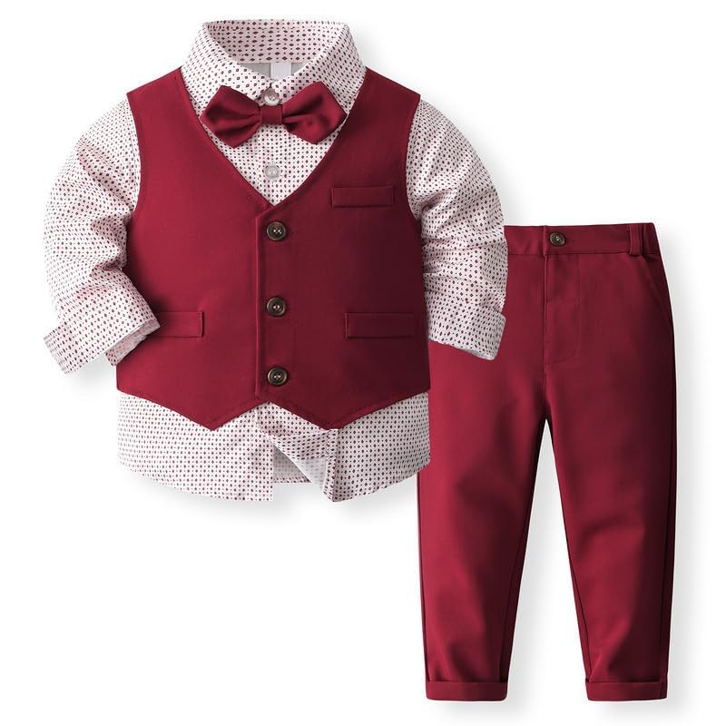 4-Piece Baby Boy Formal Suit Set with Bowtie - Toddler Gentleman Tuxedo for Weddings, Parties & Special Occasions