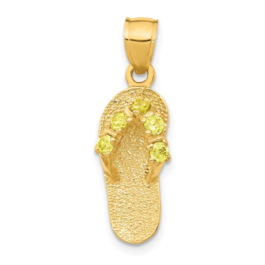 14K Yellow Gold November Birthstone CZ Flip Flop Pendant Necklace - Perfect Gift for November Birthdays, Beach Lovers & Summer Jewelry Collection
