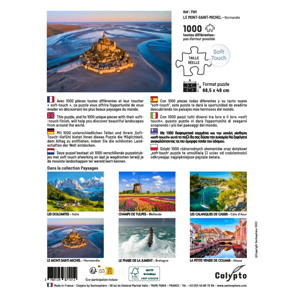 1000 Piece Jigsaw Puzzle - Mont Saint Michel Normandy Landscape - Challenging Adult Puzzle for Relaxation & Home Decor
