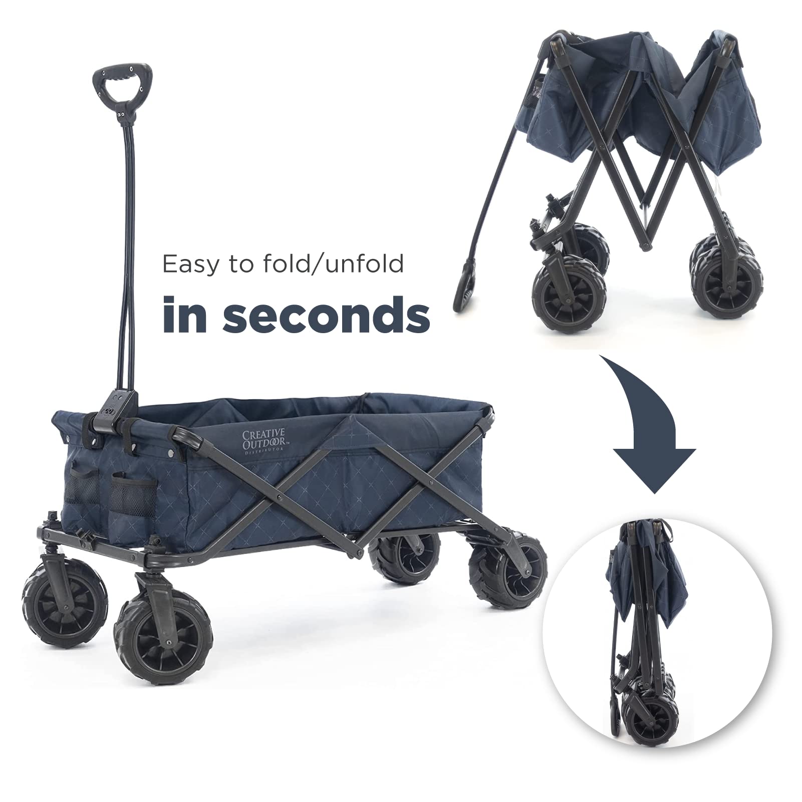 Best Collapsible Outdoor Wagon for Kids - Lightweight Push Pull Stroller with All-Terrain Wheels | Foldable Cargo Cart for Beach, Park, Garden, Camping & Sports | Perfect for Family Outings, Picnics and Outdoor Adventures