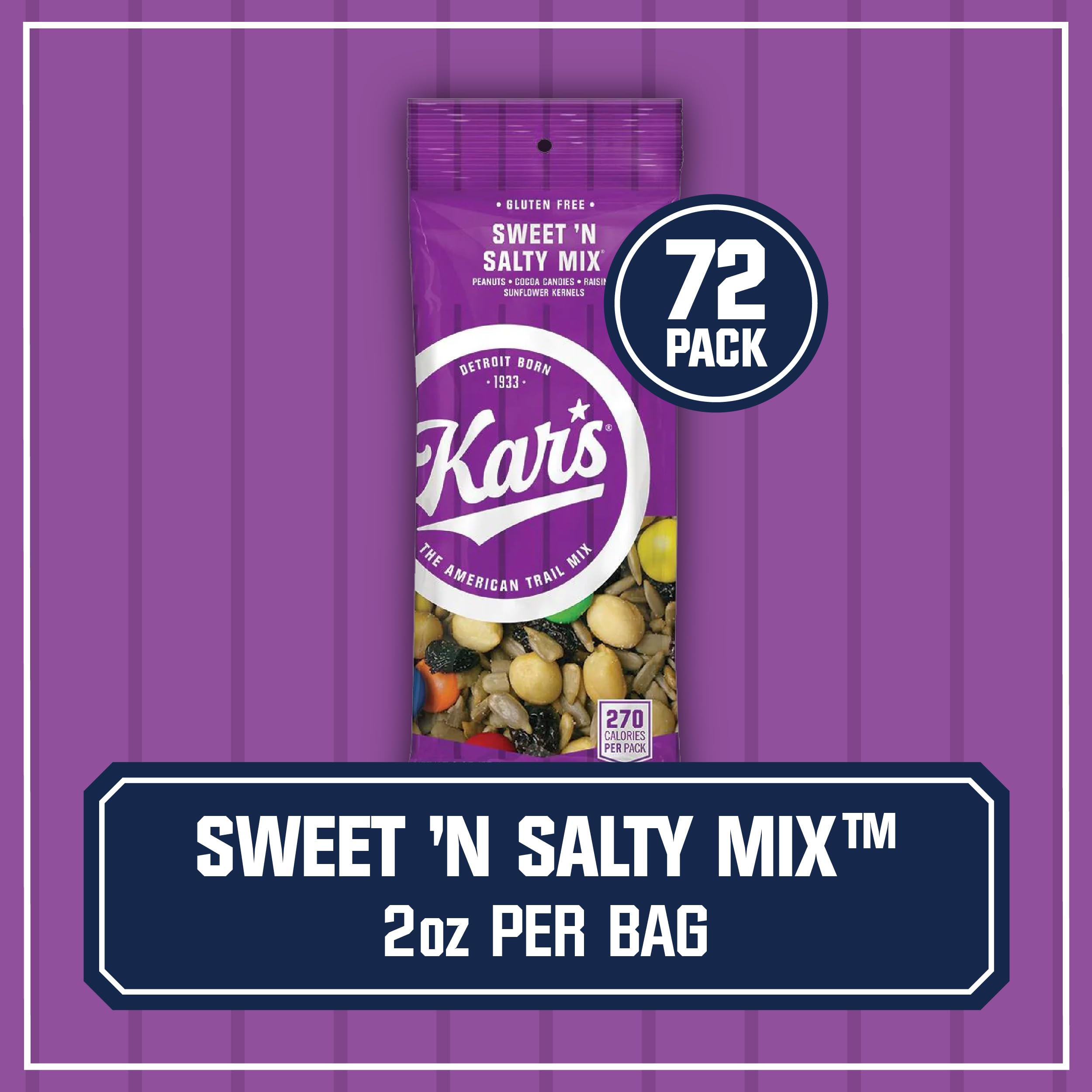 Kar's Nuts Original Sweet 'N Salty Trail Mix - 2oz Individual Snack Packs (72 Count Bulk Pack) | Gluten-Free, Non-GMO Healthy Snacks for Hiking, Office & School Lunch