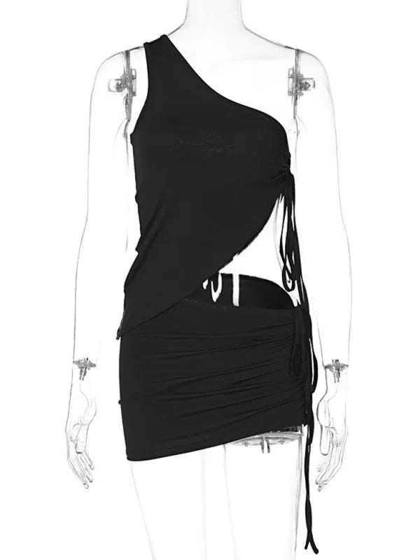 Stylish Women's Casual Ruched Two-Piece Skirt Set - Summer Outfits for Beach, Party & Date Night