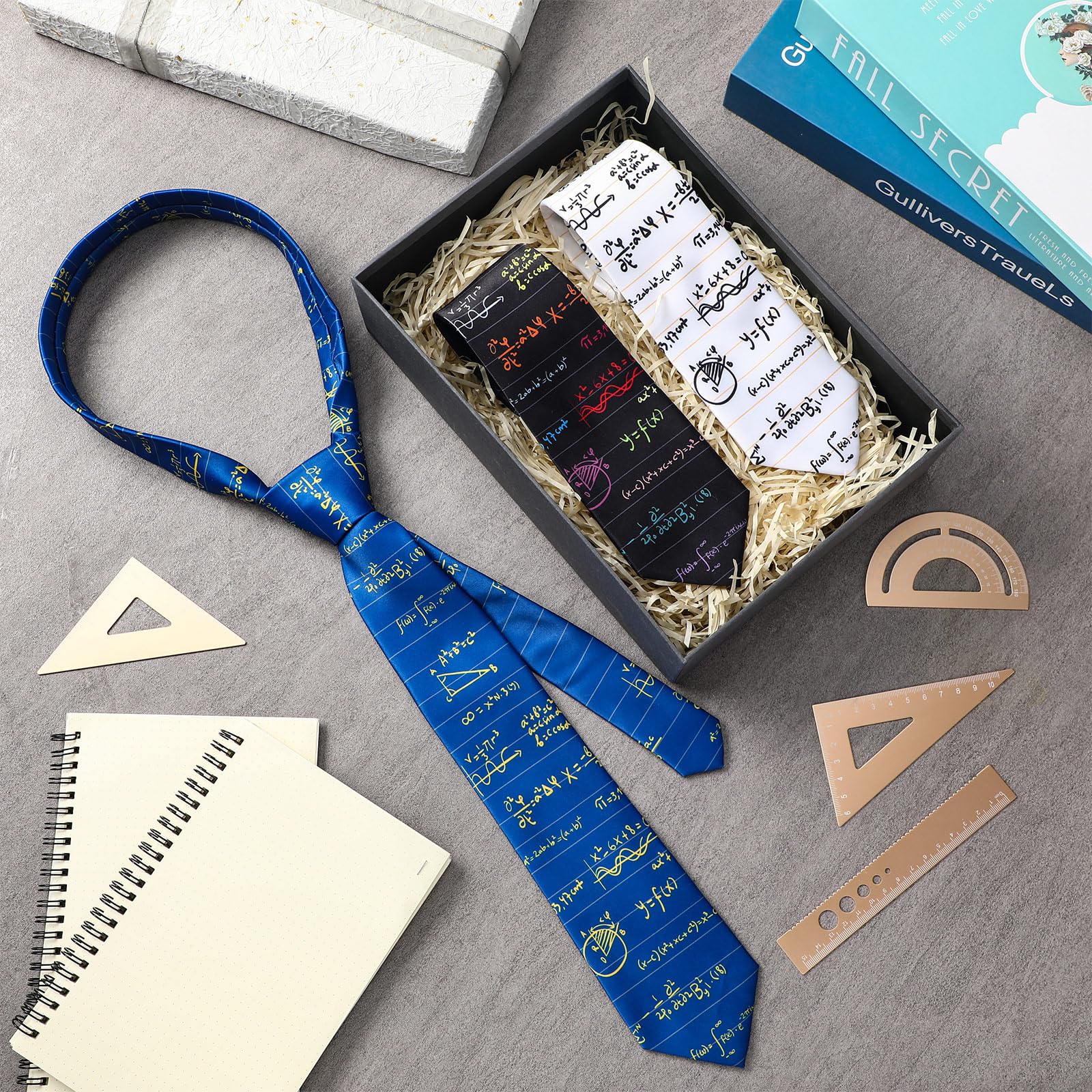 3 Pack Math Equation Ties - Teacher Gift for Men - Classroom & Office Wear