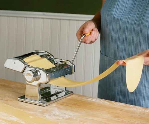 **Imperia Pasta Maker Machine - Heavy Duty Stainless Steel Construction with Easy Lock Dial & Wooden Handle - Model 190 - Perfect for Homemade Pasta, Ravioli & Noodles**
