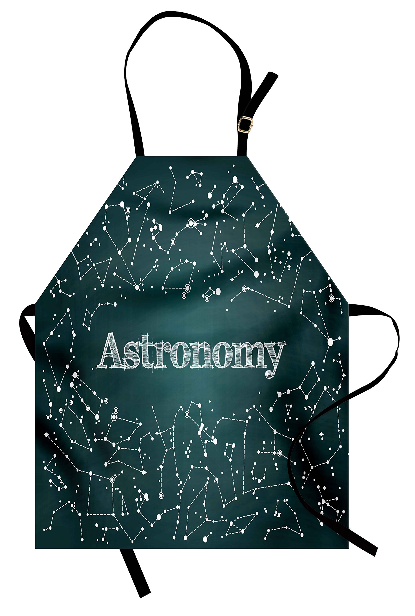 Ambesonne Constellation Apron - Astronomy & Scientific Design with Chalkboard Star Clusters - Adjustable Neck Unisex Kitchen Bib for Cooking, Baking & Gardening - Adult Size Green & White - Perfect for Home Chefs, Star Gazers & Science Enthusiasts