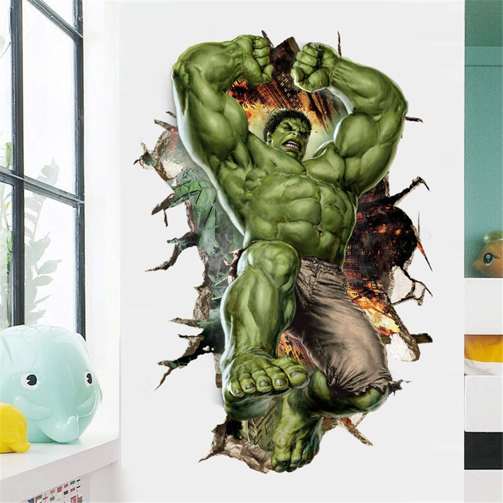 Hulk Wall Decals for Kids Room - DIY Giant Cartoon Hulk Wall Stickers (35.4x23.7 Inch) - Self-Adhesive Superhero Bedroom Decor for Boys, Perfect for Nursery, Playroom & Teen Themed Walls