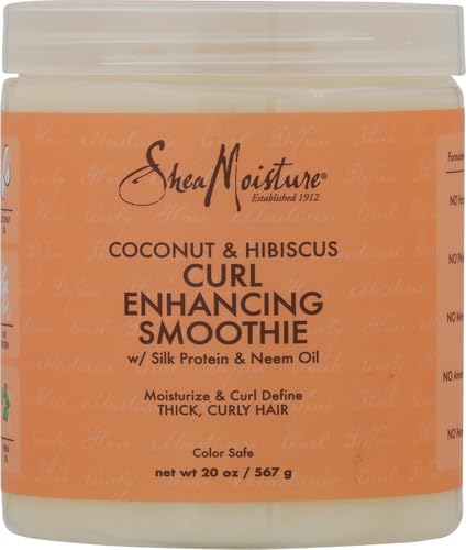 SheaMoisture Coconut & Hibiscus Curl Enhancing Smoothie for Thick, Curly Hair - Sulfate Free, Paraben Free Hair Cream - 20 oz - Perfect for Daily Curl Definition & Hydration