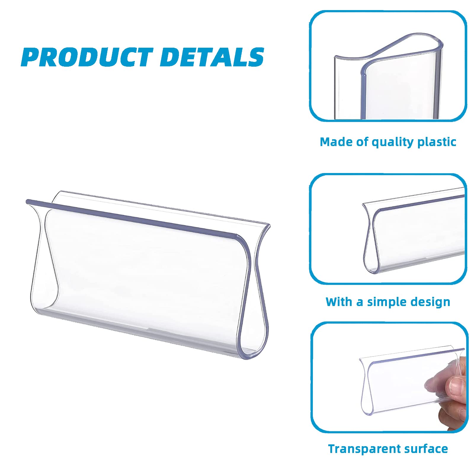 Clear Roller Window Shade Plastic Hem Grip - 4-Piece Set for Easy Pull Down Shades, Perfect for Home, Office, and Classroom Window Coverings
