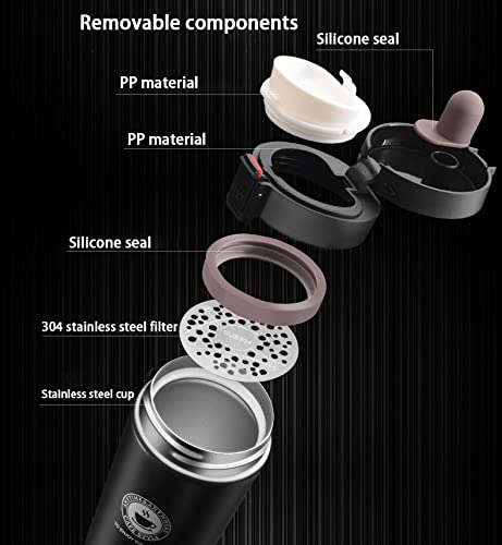 Premium Stainless Steel Vacuum Insulated Coffee Travel Mug - 380ml Leakproof Flip Lid Tumbler for Hot & Cold Beverages, Keeps Coffee & Tea Warm for Hours - Perfect for Travel, Office, School, Camping & Commuting (White)