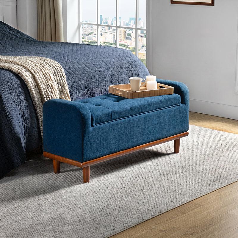 Clover Upholstered Flip Top Storage Bench - Stylish Ottoman with Hidden Storage for Living Room, Bedroom & Entryway - Perfect for Home Organization & Extra Seating