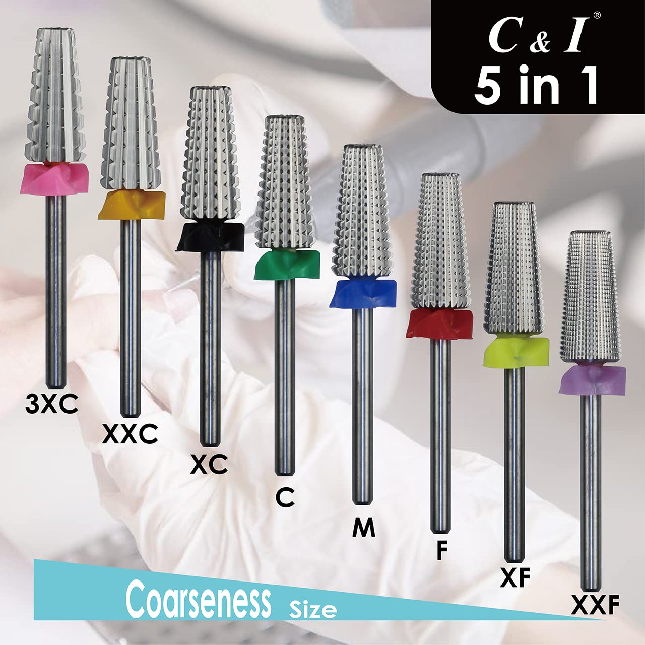 Professional 5-in-1 Multi-Function Tapered Nail Drill Bit for Manicure Machines | Electric Nail File for Acrylic, Gel & Natural Nails | Salon & Home Use | Perfect for Nail Art, Polish Removal & Cuticle Care (XF)
