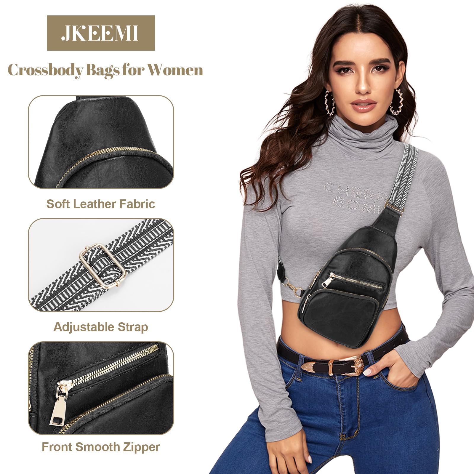 Women's PU Leather Crossbody Bag - Stylish Fanny Pack & Sling Chest Bag for Travel, Shopping, Sports | Perfect for Everyday Use, Gym, and Outdoor Adventures