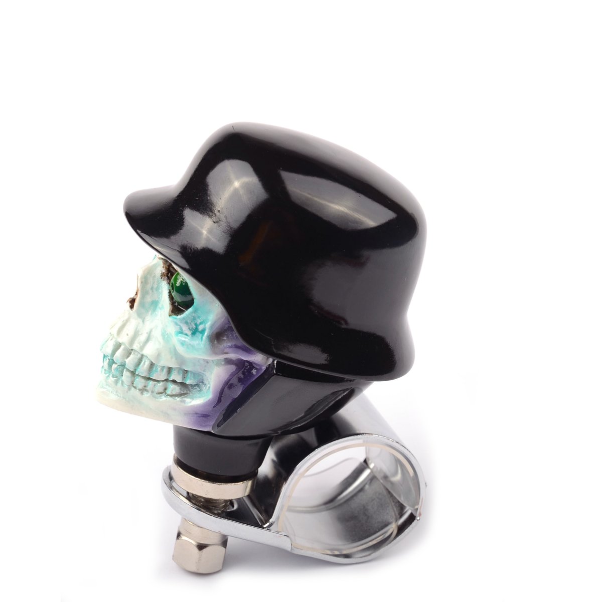 Universal Black Skull Head Car Steering Wheel Spinner Knob - Powerball Booster Handle with Clamp for Easy Steering - Perfect for Truck, SUV, Off-Road & Daily Driving Accessories