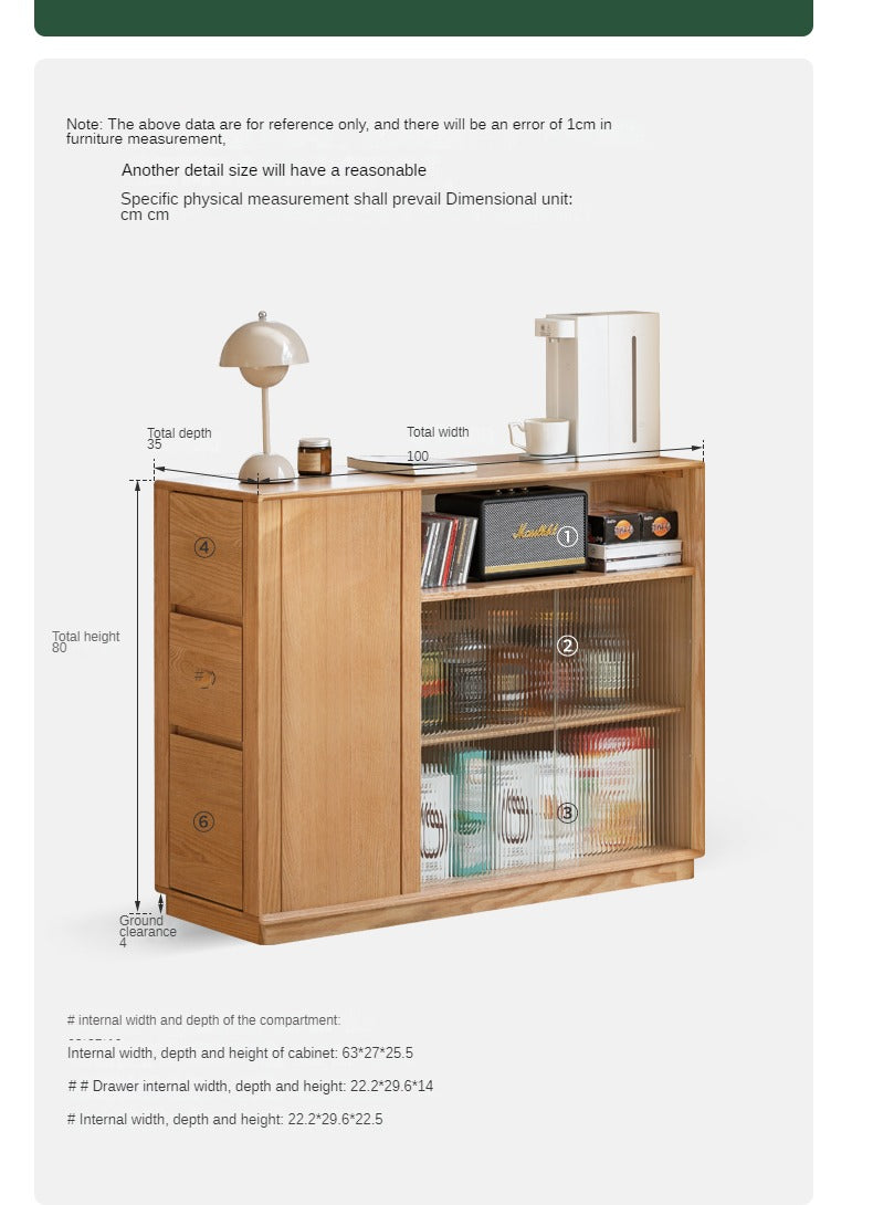 Solid Oak Wood Modern Nordic Sideboard - Mid-Century Buffet Cabinet for Dining Room, Living Room & Entryway Storage