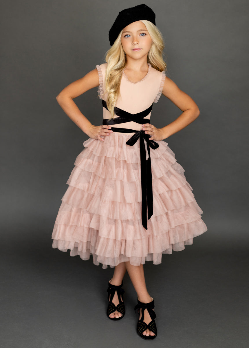 Geneva Petticoat Dress - Blush Pink & Black Vintage Style Dress for Women | Perfect for Weddings, Parties & Special Occasions