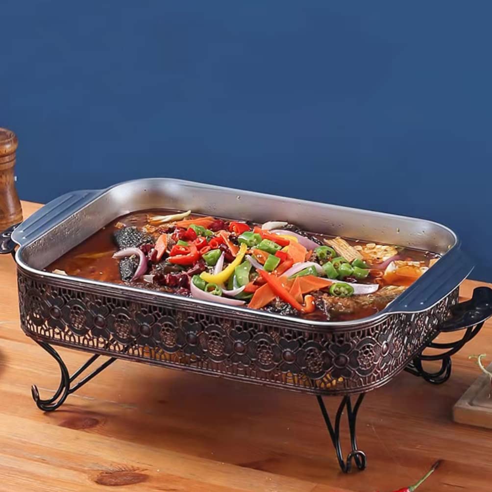 DOITOOL Stainless Steel Rectangular BBQ Gas Grill Griddle Pan - Outdoor Camping & Backyard Cooking for Charcoal & Gas Grills - Perfect for Picnics, Tailgating & Patio Parties