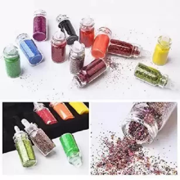 Elecsera Glitter Nail Stickers - 48 Pack Multicolor Nail Art Decals for DIY Manicure, Party & Festival Nail Designs