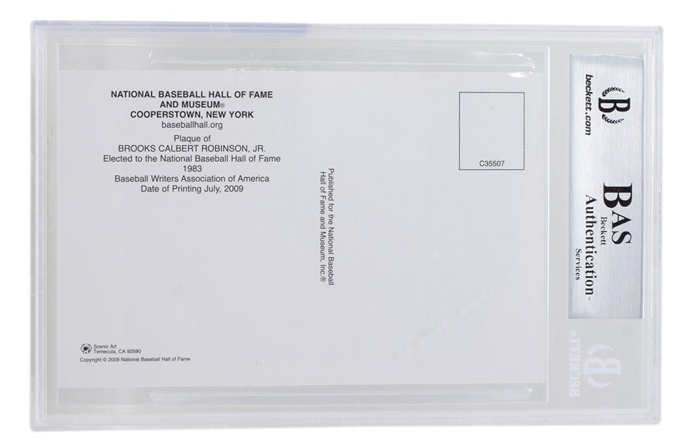 Brooks Robinson Autographed Baltimore Orioles Hall of Fame Plaque Postcard - BAS 115 Certified Collectible | Perfect for Baseball Memorabilia Displays & Sports Fan Gifts
