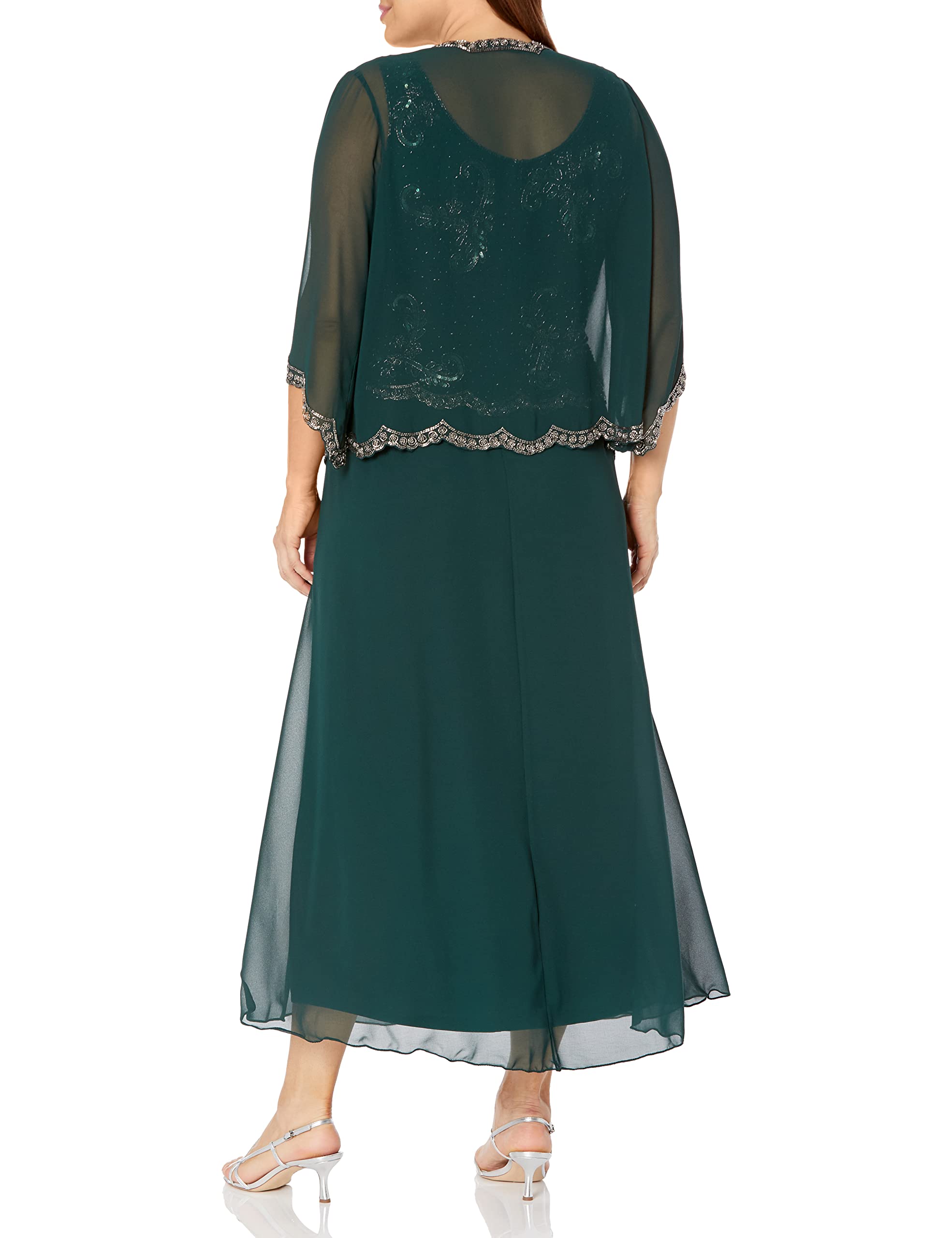 J Kara Women's Plus Size Beaded Jacket Dress - Elegant Boho Chic Floral Embroidered Tunic for Casual Wear, Parties & Special Occasions